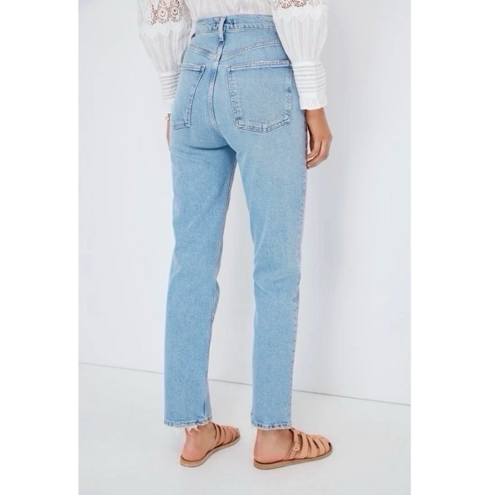 Agolde Lyle Rift Jeans Blue Straight High Rise - Picture 2 of 14